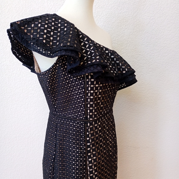 J. Crew Collection black ruffle one shoulder dress - Picture 6 of 10
